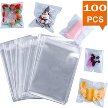 Load image into Gallery viewer, 100/50pcs Clear Self adhesive Bag Thick Cello Cellophane Self Sealing Small Plastic OPP Bags Candy Cookie Package storage Bag