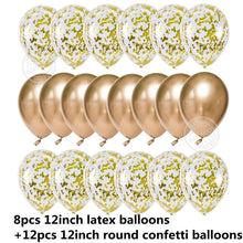 Load image into Gallery viewer, 20pcs Rose Gold Balloons Confetti Set Chrome ballon Birthday deco Party Wedding Decoration Wedding Anniversary globals Metallic
